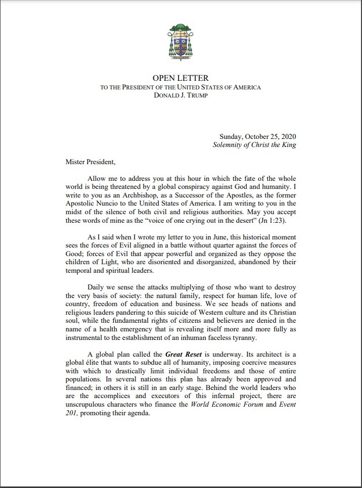 Questa lettera, dovrà essere la più grande opera di RTW della storia. Si tratta di vita o morte dell'umanità e Monsignor Viganò lo sa. Glielo dobbiamo. È l'ultima possibilità.
👀👀👀👇👇👇👀👀👀 https://t.co/nj071dBRHt